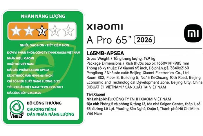 Google Tivi QLED Xiaomi 4K A Pro 65 inch L65MB-APSEA 2026